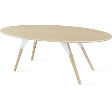 Clarke Thin Oval Coffee Table - White, Maple