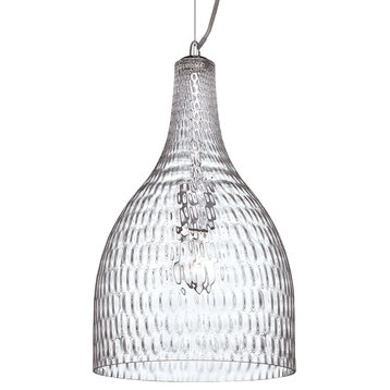 Altima Faceted Blown Glass Light Pendant Clear Glass Shade Chrome Finish