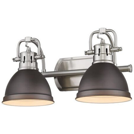 Golden Duncan 2-Light Bathroom Vanity Light in Pewter