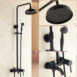 Antique Black Bronze Brass Bathroom Waterfall Shower Tap Set TFB558 - Tub And Shower Faucet Sets