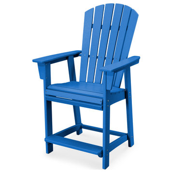 POLYWOOD Nautical Adirondack Counter Chair, Pacific Blue