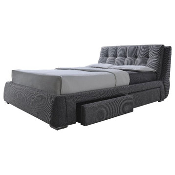 Coaster Fenbrook Upholstered Fabric Eastern Kin Bed with Storage in Gray