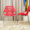 Birch Sapling Plastic Modern Dining Chairs, Red, Set of 2