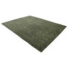 Hand Knotted Loom Wool Area Rug Solid Green, [Rectangle] 6'x9'