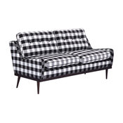 Elektra Midcentury Modern Premium Fabric Loveseat, Windowpane Plaid, Twill
