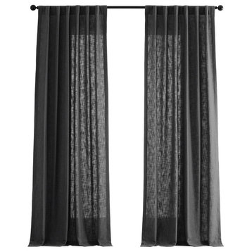 Slate Gray Heavy FauxLinen Curtain Single Panel, 50"x96"