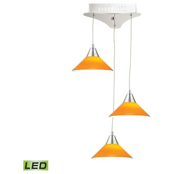 Elk Cono Triple LED Pendant Complete, Yellow Shade/Holder, CH - LCA103-8-15