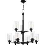 Craftmade - Craftmade Dardyn 9 Light Chandelier, Flat Black/Clear - The Dardyn series combines straight line design with todays most important finishes to create something extraordinarily simple. Pristine, oversized clear glass shades accompany this striking collection. The Dardyn magnificently lights up any room in your home for a glow that is modestly beautiful.
