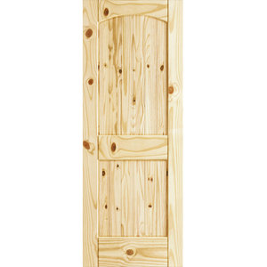 24 x 80 x 1.375 Unfinished Knotty Four Panel Arch Top V-Groove w U-Groove
