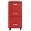 Space Solutions 18in Deep 3 Drawer Mobile Metal File Cabinet Lava Red