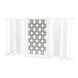 Fusion Gates - Fusion Gate with Trellis Design, White Pearl, 65"-71.4" - Dog Gates