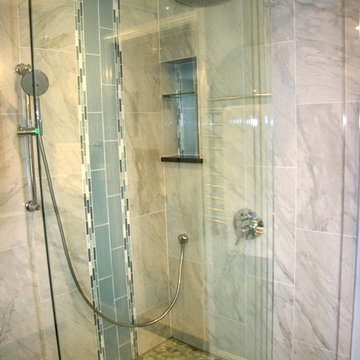 Annandale VA Calacatta & Blue Pearl GT granite Master Bathroom