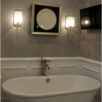 Elegant White and Gray Master Bath