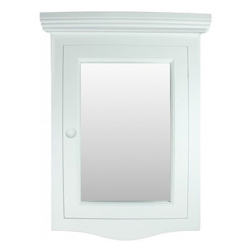 Corner Medicine Cabinet White Hardwood Wall Mount with Easy Clean Mirror