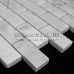 White Carrara Marble Italian Bianco Carrera 1x2 Mosaic Tile Honed - Products