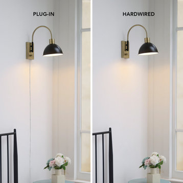 Ivy 1-Light Matte Brass Plug-In or Hardwire Wall Sconce