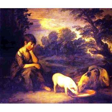 Thomas Gainsborough Girl With Pigs, 20"x25" Wall Decal