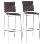 Zuo Modern - Criss Cross Bar Chair (Set of 2) Espresso - With three height choices, the Criss Cross works in any decor setting, modern or transitional. It has 100% Polyurethane back straps and a flat seat with a chrome steel tube frame.