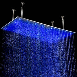 16 x 31 inch Stainless Steel Shower Head with Color Changing LED Light HS31F - Showerheads And Body Sprays