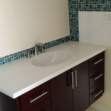 Master Bathroom Remodel with Custom Glass Mosaic Tile — San Mateo, CA (2016)