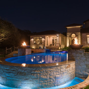 Split level entertaining pool and spa