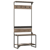 Bush Furniture Refinery Hall Tree With Shoe Storage Bench, Rustic Gray