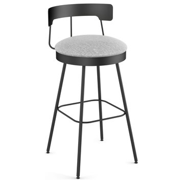Amisco Monza Swivel Stool, Gray White Polyester/Black Metal, Counter Height