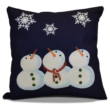 Decorative Holiday Pillow Geometric Print, Navy Blue, 16"x16"