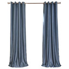 Solid Faux Silk Taffeta Navy Blue 108-Inch Curtain Panel - Traditional ...