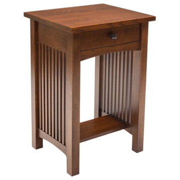 Mission Style Solid Oak 1-drawer Nightstand, Bedside Table