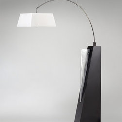 Edge Arc Lamp with Cream Linen Shade - Floor Lamps
