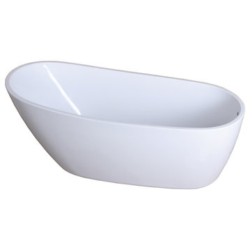 Aqua Eden 68" Acrylic Freestanding Single Slipper Tub With Drain, White