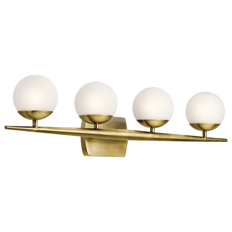 Bath 4-Light Halogen, Natural Brass