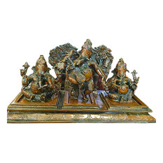 Mogul Interior - Ganesha Ganesh Statue Hand Crafted Brass Musical Ganpati Sculpture - Decorative Objects And Figurines