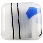 Glass Storm Studios - Winter Handmade Knob - Knobs measure approximately 1.25" square and pulls measure approximately .75" x 4.25" with a 3" center to center. Hardware has a brushed nickel finish and uses a standard 8-32 screw.