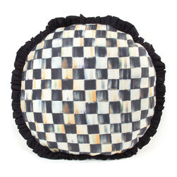Courtly Check Ruffled Round Pillow | MacKenzie-Childs - Decorative Pillows