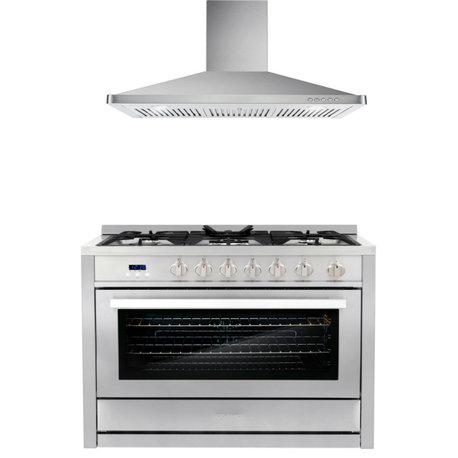 36" 3.8 Cu. Ft. Single Oven Gas Range With 36" Ducted Wall Mount Range Hood