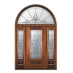 Prehung Sidelights-Transom Door 80 Mahogany Brazos 3/4 Lite Glass - Front Doors