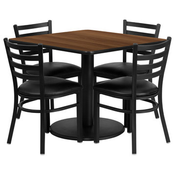 Flash Furniture 36'' Square Table Set With 4 Ladder Back Metal Chairs
