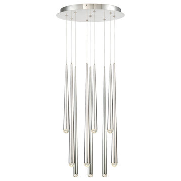 Modern Forms Cascade LED 9-Light Round Chandelier in Polished Nickel