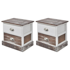 Vidaxl Bedside Cabinets Wood Set Of 2 Coastal Nightstands And Bedside Tables By Vida Xl International B V Houzz Uk