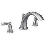 Moen - Moen Brantford Chrome Two-Handle Roman Tub Faucet T933 - With intricate architectural features that transcend time, Brantford faucets and accessories give any bath a polished, traditional look. Classic lever handles, a tapered spout and globe finial give this collection universal appeal.
