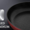 Saflon Titanium Nonstick Fry Pan, 4mm Forged Aluminum, PFOA Free, Red, 8"