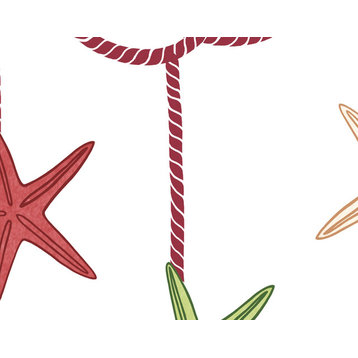 Starfish Ornaments Holiday Geometric Print Kitchen Towel, Cranberry