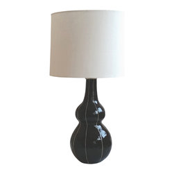 Kri Kri Studios - Tall Gourde Lamp With Large Drum Shade, Black - Table Lamps