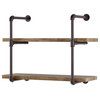 Danya B. 2 Tier Industrial Pipe Wall Shelf