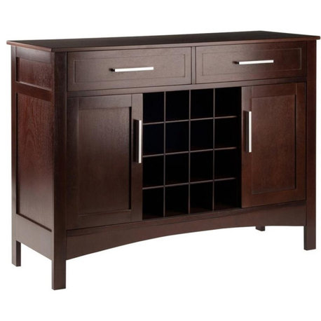 Winsome Gordon Transitional Solid Wood Wine Rack Buffet Table in Cappuccino