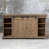 Bowery Hill Contemporary Barn Door TV Stand in Antique Honey