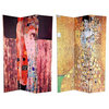 6' Double Sided Works of Klimt Room Divider, Block Bauer/Three Ages of Woman