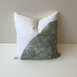 Moon in Moss on White Belgian Linen - Decorative Pillows